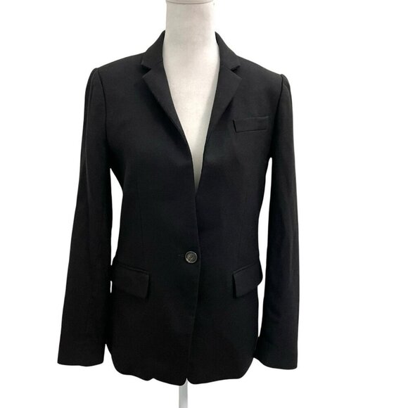 *J. CREW Wool Stretch Classic Preppy Polished Blazer Jacket 1 Button Black  2 - Picture 1 of 8